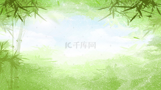 绿色水墨古风背景图片_清新古风传统竹子背景