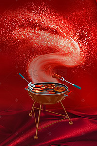 烤肠奶茶背景图片_红色激情火焰烤肠PSD分层H5背景素材
