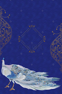 欧式复古美丽蓝孔雀背景素材