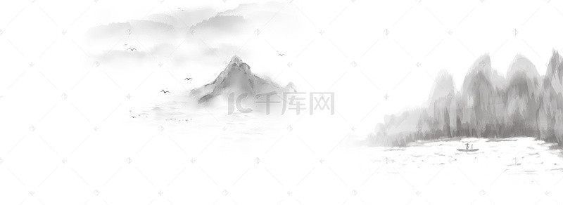 中国古典山水背景图片_墨水中国风海报背景