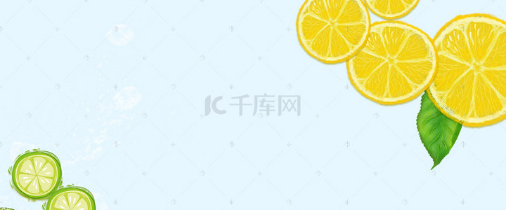 清新派对背景图片_美味橙子小清新几何白色banner