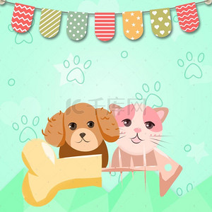 可爱猫狗海报背景图片_卡通宠物素材背景