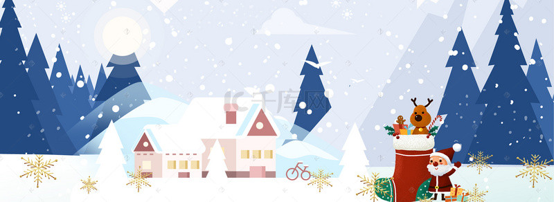 冬季banner背景图片_简约卡通圣诞节矢量梦幻banner