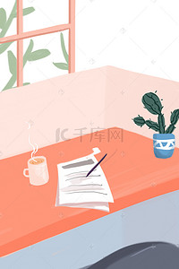 容器卡通背景图片_彩色创意商务办公桌背景