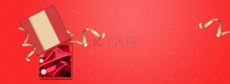 banner珠宝背景图片_红色珠宝首饰简约护肤品banner电商