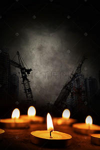 蜡烛悼念背景图片_简约黑色背景自然灾害祈福蜡烛背景