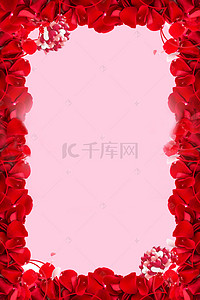 欧式婚礼玫红色庆典婚庆手绘鲜花请帖请柬海报背景