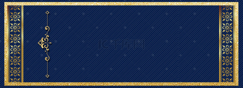 蓝色复古边框背景图片_复古蓝金荣誉证书高端欧式背景