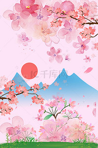 樱花5背景图片_春季樱花挂枝头H5背景素材