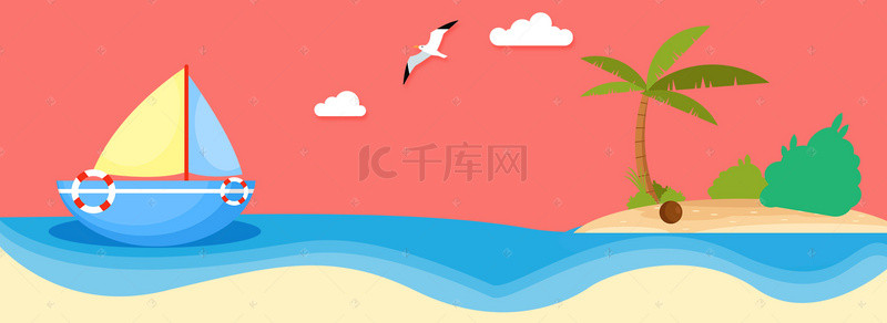 海滩游玩背景图片_矢量海边度假旅游促销海报背景