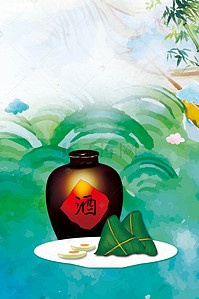 竹子传统背景图片_传统节日粽子背景海报