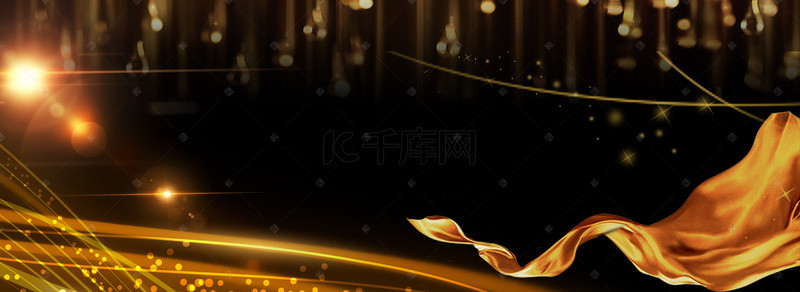 周年庆金色背景背景图片_企业金色光线黑底背景素材