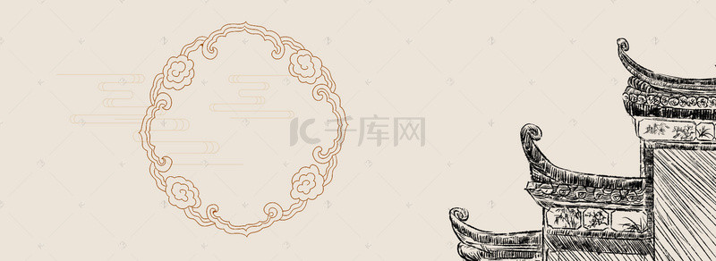 旅游攻略背景图片_中国式古建筑海报设计背景图