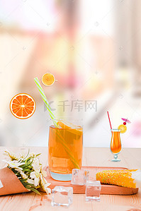 夏季果汁清新饮料广告背景