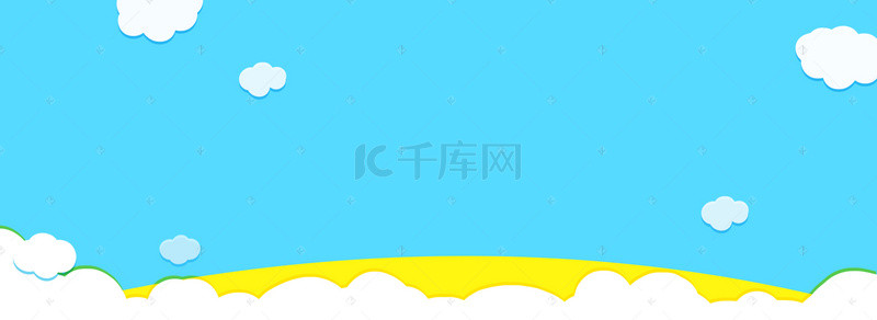 卡通背景热气球背景图片_天猫卡通天蓝色童装banner背景