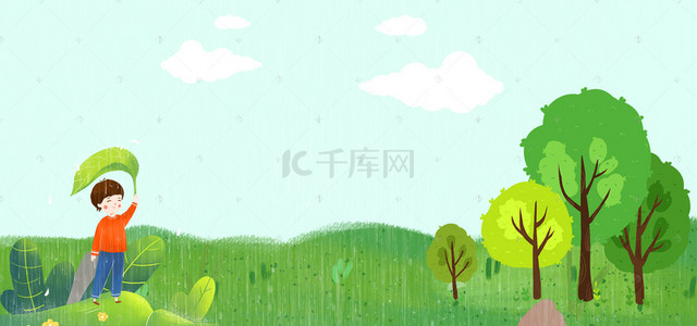 旅行促销背景图片_春游记绿色卡通banner