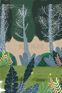 免抠植物图背景图片_卡通绿色的森林免抠图