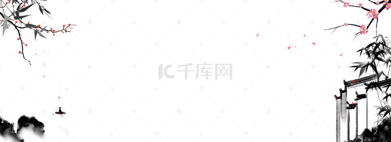 中国风水墨白色背景banner