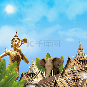 游旅行背景图片_泰国清迈风情游促销主图
