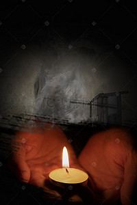 蜡烛祈福祈祷自然灾害背景海报