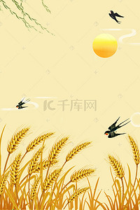 小麦手绘背景背景图片_二十四节气芒种手绘海报背景