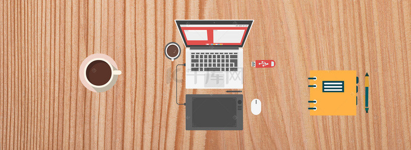 木板纹背景背景图片_卡通木纹桌面上的电脑背景
