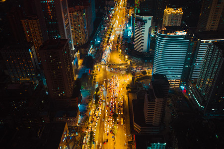 武汉城市夜景夜晚交通中南路航拍摄影图配图
