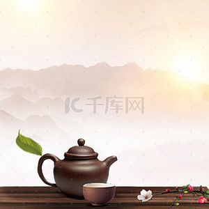 茶叶树叶素材背景图片_商务茶叶促销PSD分层主图背景素材