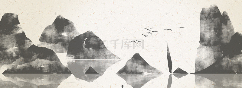 古典中国风水墨画背景图片_中国风山水大气背景图