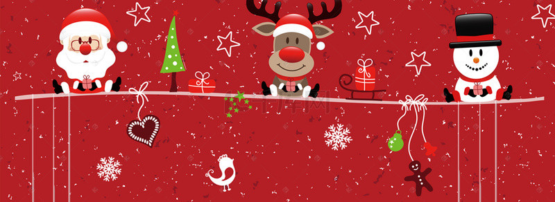 卡通麋鹿背景图片_圣诞节卡通红色banner