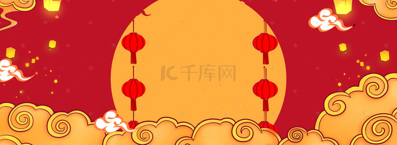 孔明灯素材背景图片_新春年货节中国风电商海报背景