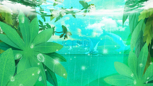 绿色树叶手绘背景图片_手绘绿色植物海报背景
