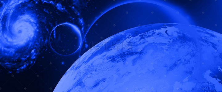 大气蓝色科技地球背景图片_宇宙大气银河系发光地球背景