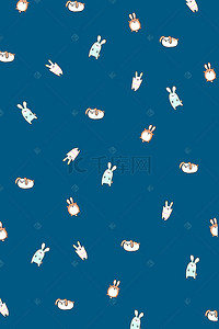 兔子平铺背景图片_蓝色卡通兔子壁纸平面广告