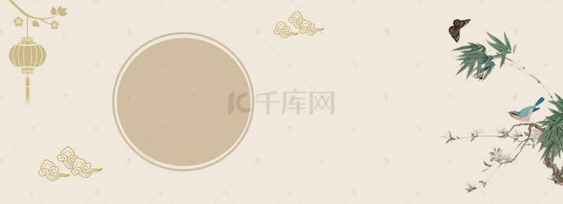 素雅banner背景图片_素雅工笔画节气海报
