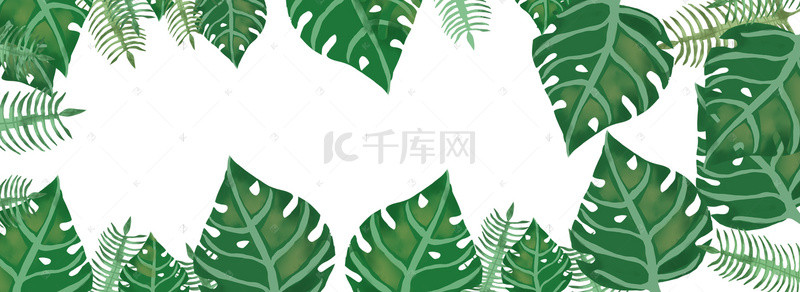 绿色手绘树叶背景素材