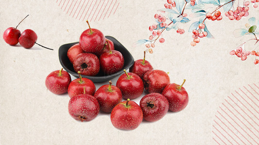 水果食品海报背景图片_食品山楂古风背景