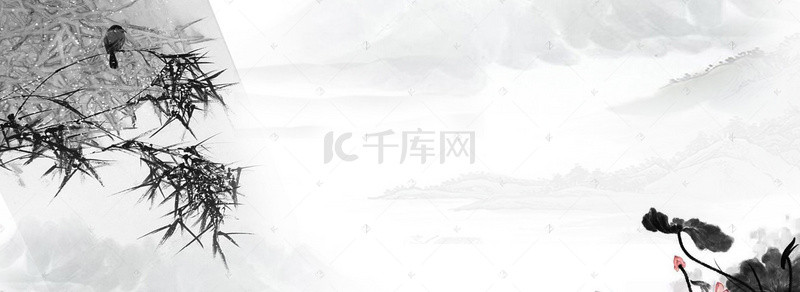 旅行远山背景图片_旅行灰色背景古风海报banner背景