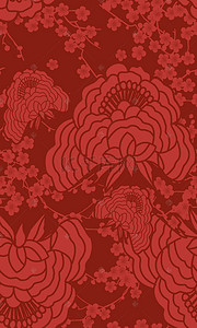 清新花纹图案背景图片_中国风复古大红色花纹纹理图案