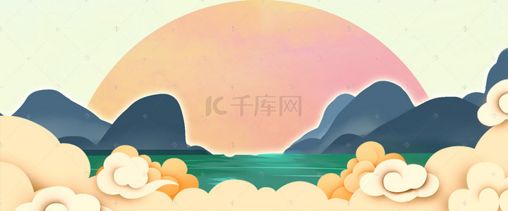 中国风卡通手绘banner