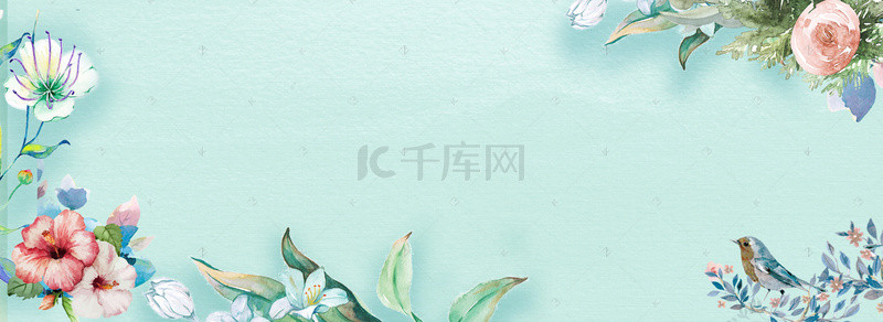 电商装饰花朵背景图片_绿色创意植物花朵装饰背景