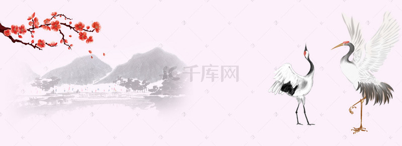 仙鹤banner背景图片_清新古典中国风电商淘宝banner