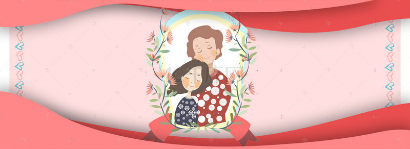 母婴红色背景图片_卡通风红色母亲节背景