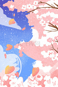 樱花树干背景图片_彩色植物樱花背景
