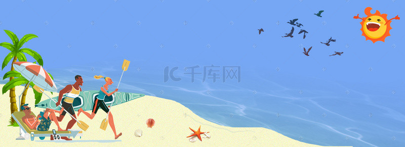 海星沙滩海边背景图片_清新夏日海边度假