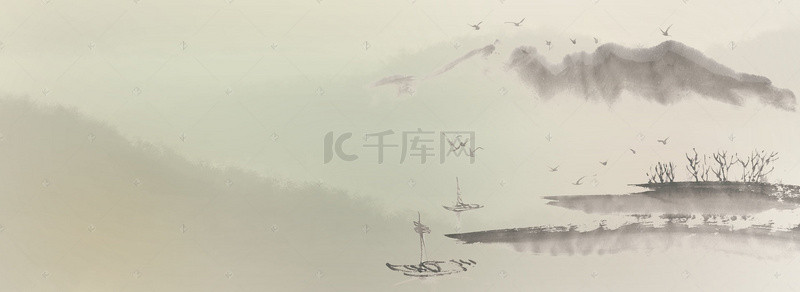 banner山水背景图片_清明节复古中国风电商banner