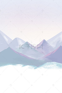 雪景背景卡通背景图片_冬季里的雪山雪景卡通背景