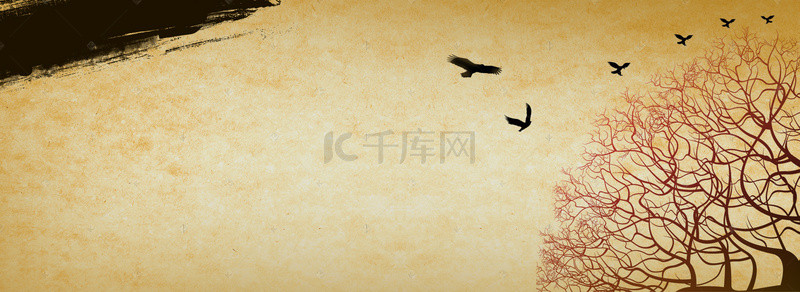 古典牛皮纸背景图片_中国风古朴枯树背景