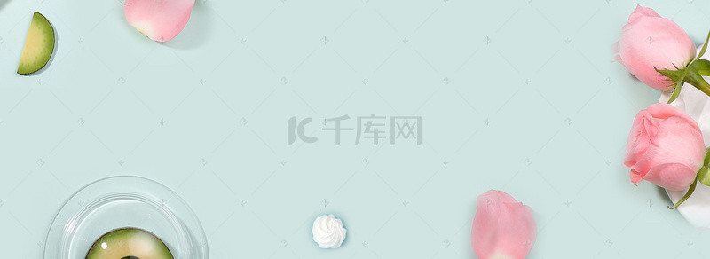 banner口红背景图片_美妆节化妆品几何渐变绿banner