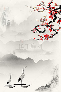 鸟水墨画背景图片_中国风海报背景模板